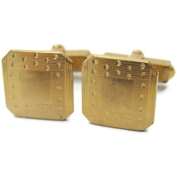 Small Etched Square Cuff Links Signed Swank 1/20 12K Gold Filled Cufflinks Vtg - Picture 2 of 12